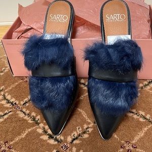 Franco Sarto A-Palmer2 Grace Napa Black/Navy flat mule
